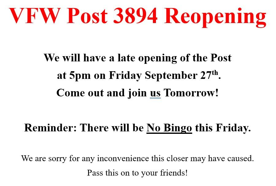 Post Reopening